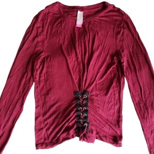 Women's No Boundaries Burgundy Corset Tee S(3-5)